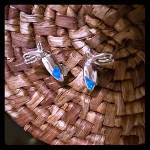 Sterling Silver 925 Angel Earrings w/Azurite